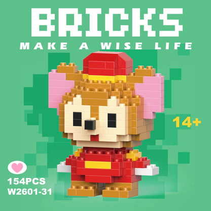 Disney 108 style Stitch LinaBell StellaLou Building Blocks Princess Cartoon Figrues Bricks Children's Assembly Toys Model Gift