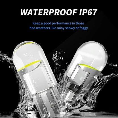 10pcs Car LED T10 W5W Canbus Glass COB Reading Dome Lamp Marker Wedge License PlateLight Bulb 168 194 192 DC 12V White