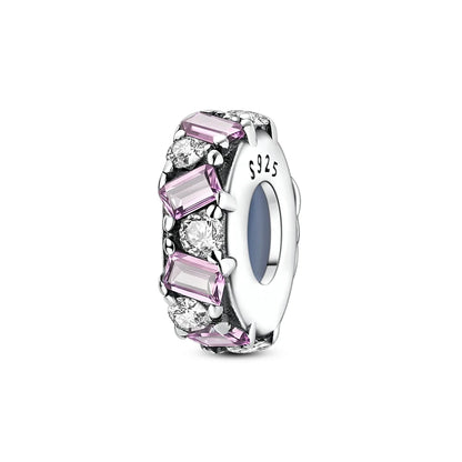 925 Sterling Silver Pink Charms Beads Butterfly Perfume Bottle Crown Heart Shaped Zircon Charms for Women Fine DIY Jewelry Gifts