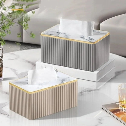 Vertical Pattern Leather Tissue Box Light Luxury Ornament Napkin Holder European Style High-end Paper Storage Container