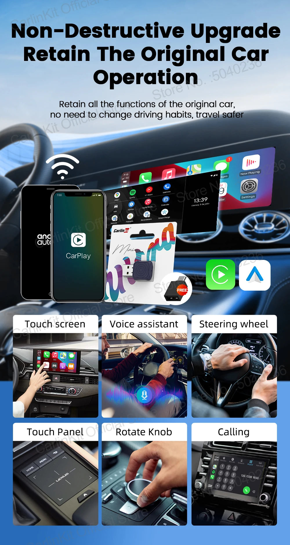 MINI 5 Pro/Mini Ultra CarlinKit Wireless CarPlay Adapter Smart CarPlay Box  for Car Plug and Play WiFi Bluetooth Auto Connection