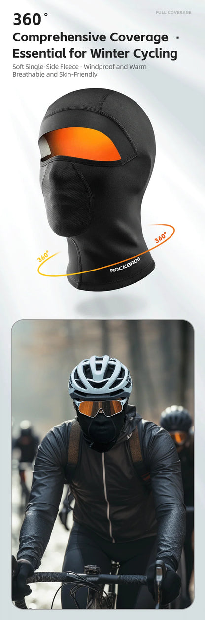 ROCKBROS Keep Warm Bicycle Full Face Mask Winter Windproof Fleece Cycling Head Caps Mask Balaclava Ski Motorcycle Bike Headgear