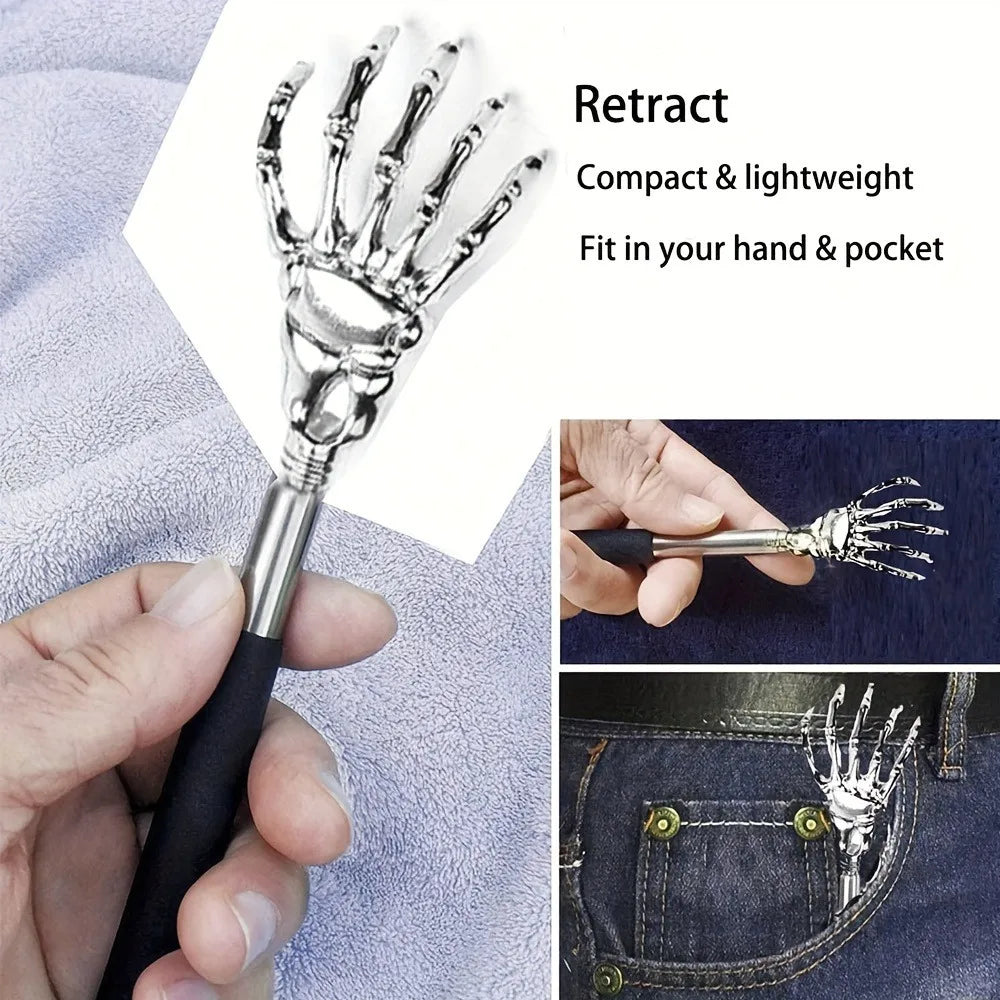 silvery Telescopic Back Scratcher,  Portable Extendable Stainless Steel  Scratchers for Men Women ，Mothers Gifts，Gifts For Men，G