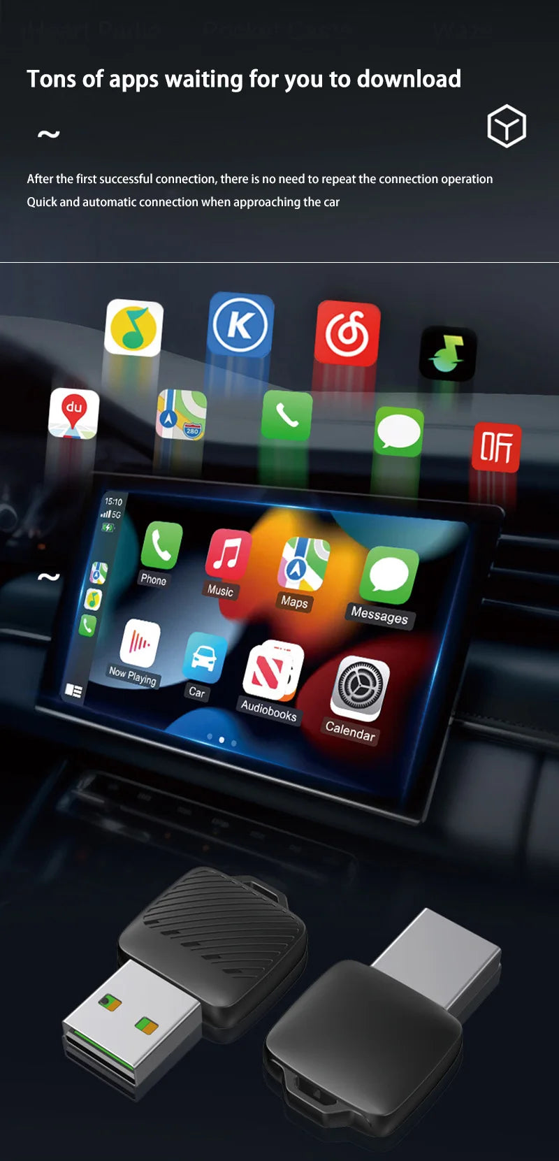 2 in 1 Wireless Android Auto Adapter Wireless CarPlay Dongle Car Intelligent Systems AI Smart Box For Car Wired CarPlay