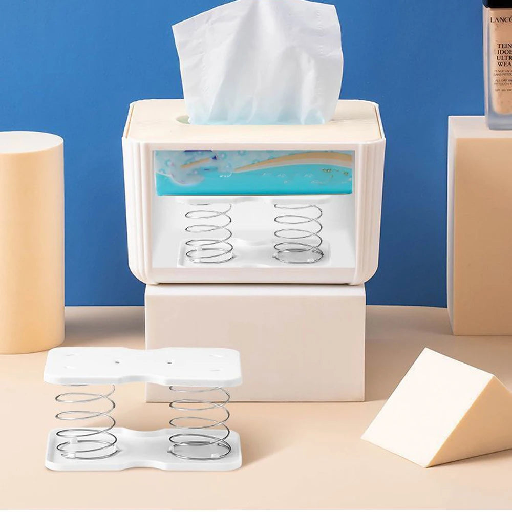 Automatic Tissue Box Tissue Dispenser Spring Loaded Tissue Holder Office Home Kitchen Toilet Bracket Organizer for Living Room
