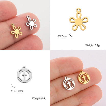 5pcs Stainless Steel Tree of Life Charms for Jewelry Making Moon Cross Butterfly Snake Pendant Tiny Charm Bracelet Earrings DIY