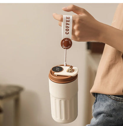 450ML Thermos Water Bottle Smart Display Temperature Stainless Steel Vacuum Coffee Cup Keep Cold and Heat Travel Thermal Mug