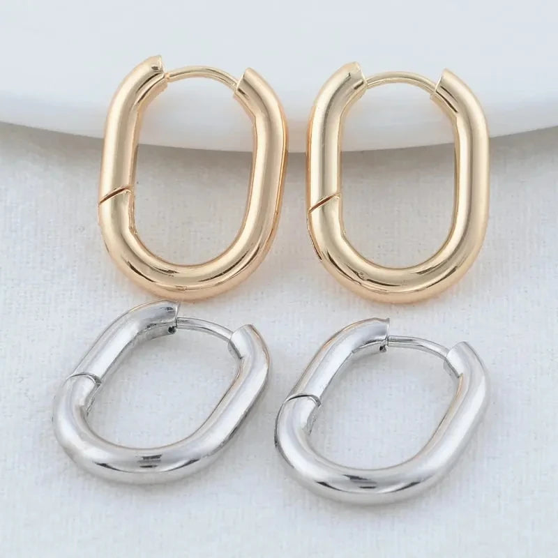 4PCS 16MM 18MM 20MM 14K Gold Color Brass Oval Earrings Hoops High Quality Jewelry Making Supplies Diy Findings Accessories