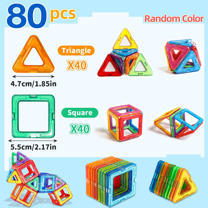 Medium Size Magnetic Block Building Toy Set，Creative Construction STEM Toy,Back-to-School Season, Birthday Gift