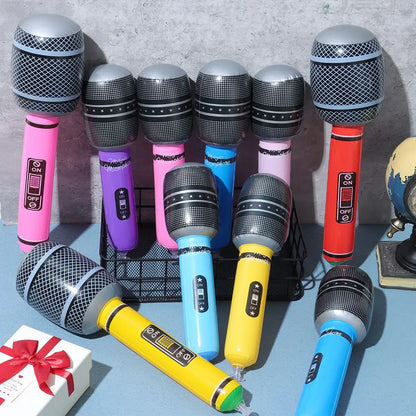 12Pcs Inflatable Microphones Blow Up Inflatable Microphone Props Toys for Musical Concert Themed Party Birthday Toys Decoration