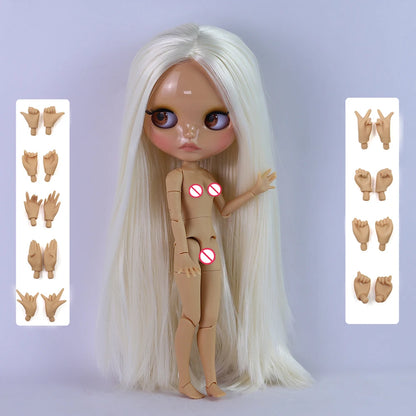 ICY DBS Blyth Doll 1/6 Joint 30cm Brown Skin Glossy Face Toothed Mouth Girl Doll BJD Toy Gift