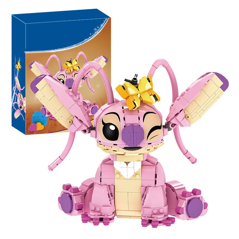 New Stitch Angel CP Building Blocks 2025 - Large Piece Cartoon Toys with Moving Ears Kids Assembly Gift for Boys Girls Birthday