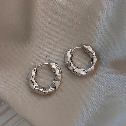 Trendy 925 Sterling Silver Circle Hoop Earrings for Women Real Silver Jewelry Fashion Earrings
