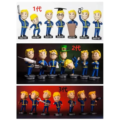 Bobblehead Cute Vault Boy Full Set Figure Toys Anime Action Figure Statue Collection Model Doll Room Ornament Toys Kids Gift