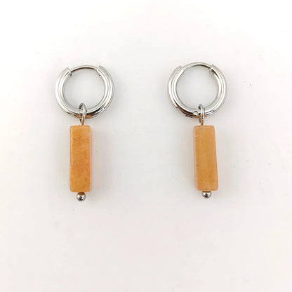 HUIDANG Earrings With Stones Boucles d'oreilles Square Natural Stones Small Hoops Earrings Woman New Trend 2025