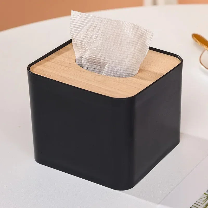 Tissue Box Table Napkin Holder Tissue Case Paper Box Container Bamboo Cover Solid Wood Storage Box Home DesktopTissue Box Holder
