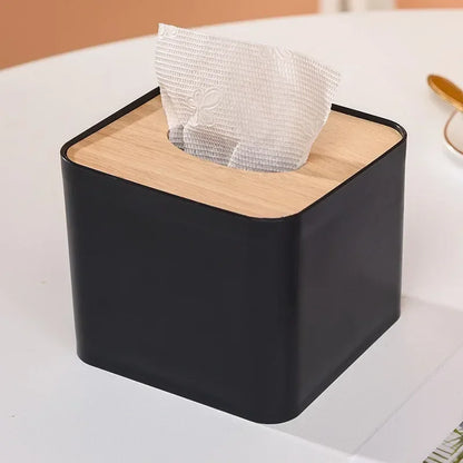 Tissue Box Table Napkin Holder Tissue Case Paper Box Container Bamboo Cover Solid Wood Storage Box Home DesktopTissue Box Holder