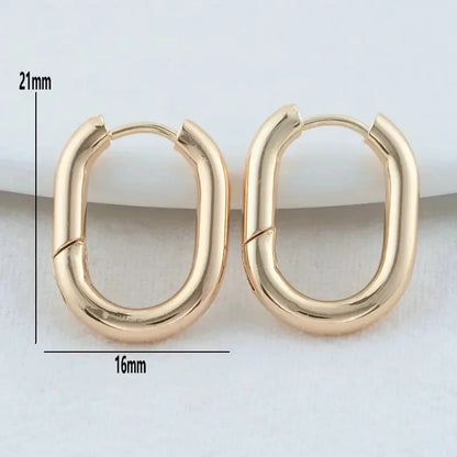 4PCS 16MM 18MM 20MM 14K Gold Color Brass Oval Earrings Hoops High Quality Jewelry Making Supplies Diy Findings Accessories