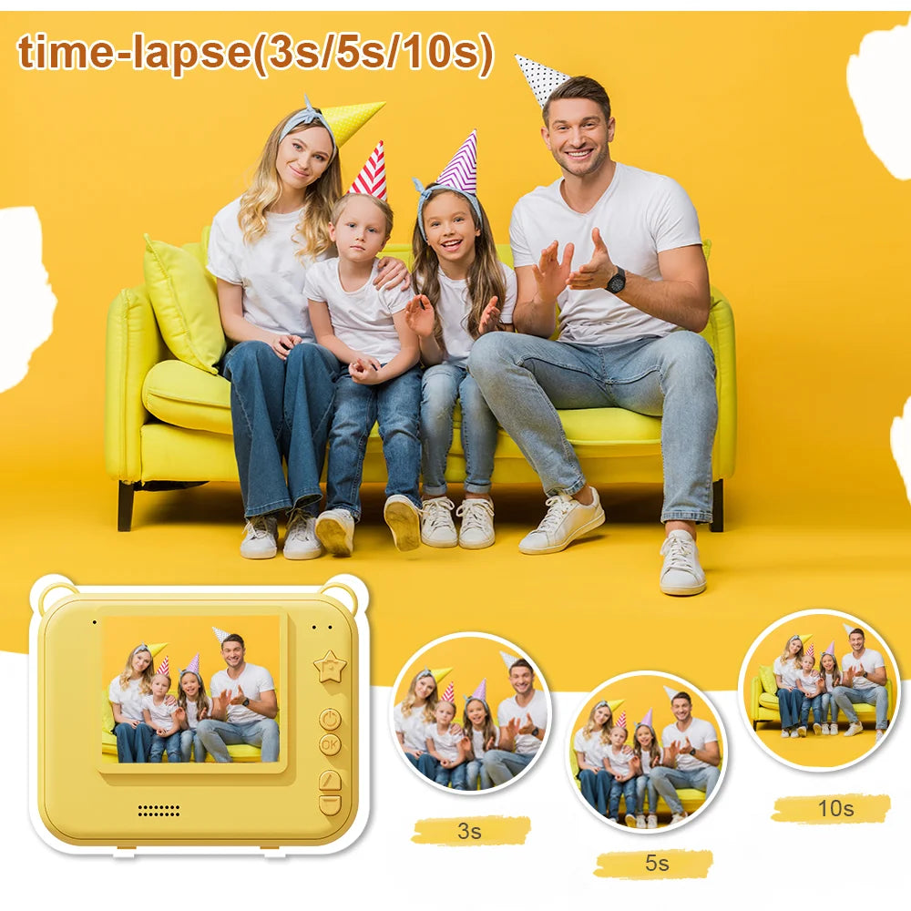 Kids Camera Digital Children Camera Instant Print Photo 1080P HD Video Recorder Toddler Mini Thermal Printer Birthday Gifts