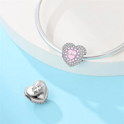925 Sterling Silver Pink Charms Beads Butterfly Perfume Bottle Crown Heart Shaped Zircon Charms for Women Fine DIY Jewelry Gifts