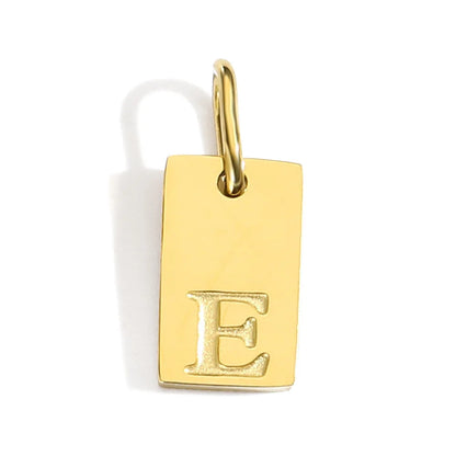 Polished Stainless Steel Square Gold Color Pendant Hang 26 Letters DIY Bracelet Pet Collar Necklace Jewelry Making