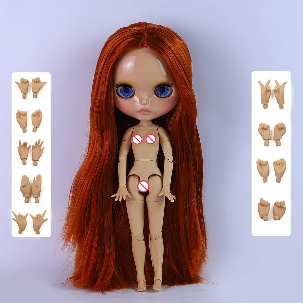 ICY DBS Blyth Doll 1/6 Joint 30cm Brown Skin Glossy Face Toothed Mouth Girl Doll BJD Toy Gift