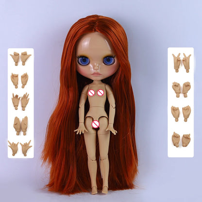ICY DBS Blyth Doll 1/6 Joint 30cm Brown Skin Glossy Face Toothed Mouth Girl Doll BJD Toy Gift
