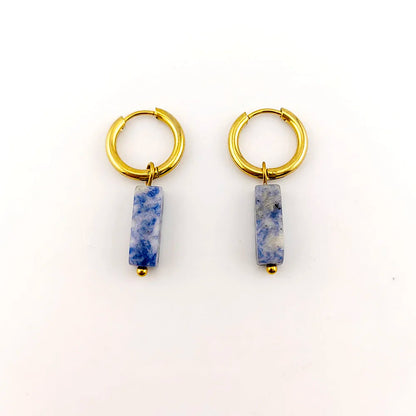 HUIDANG Earrings With Stones Boucles d'oreilles Square Natural Stones Small Hoops Earrings Woman New Trend 2025