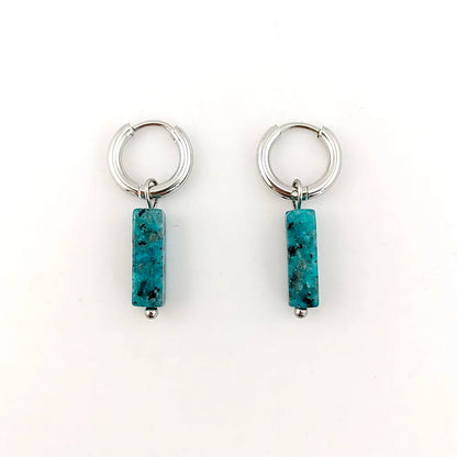 HUIDANG Earrings With Stones Boucles d'oreilles Square Natural Stones Small Hoops Earrings Woman New Trend 2025
