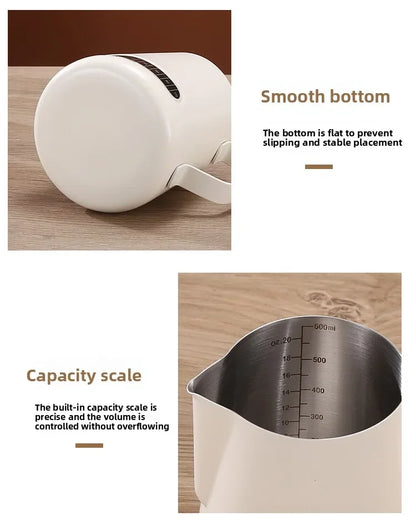 Coffee Milk Frother Jug Temperature Sensing Patch Stainless Steel Accurate Scale Volume Control Advanced Professional CoffeeTool