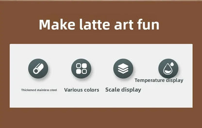 Coffee Milk Frother Jug Temperature Sensing Patch Stainless Steel Accurate Scale Volume Control Advanced Professional CoffeeTool