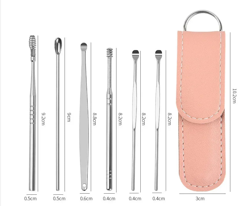 Effective 6Pcs Earwax Cleaning Tool with Spiral Earpick and Ear Curette, Ear Care Tool for Daily Use