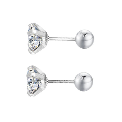 Fashion 1pair/2pcs Women Round Crystal Zirconia Stud Earrings New Surgical Steel Luxury Jewelry Clear Rhinestone Unisex Piercing
