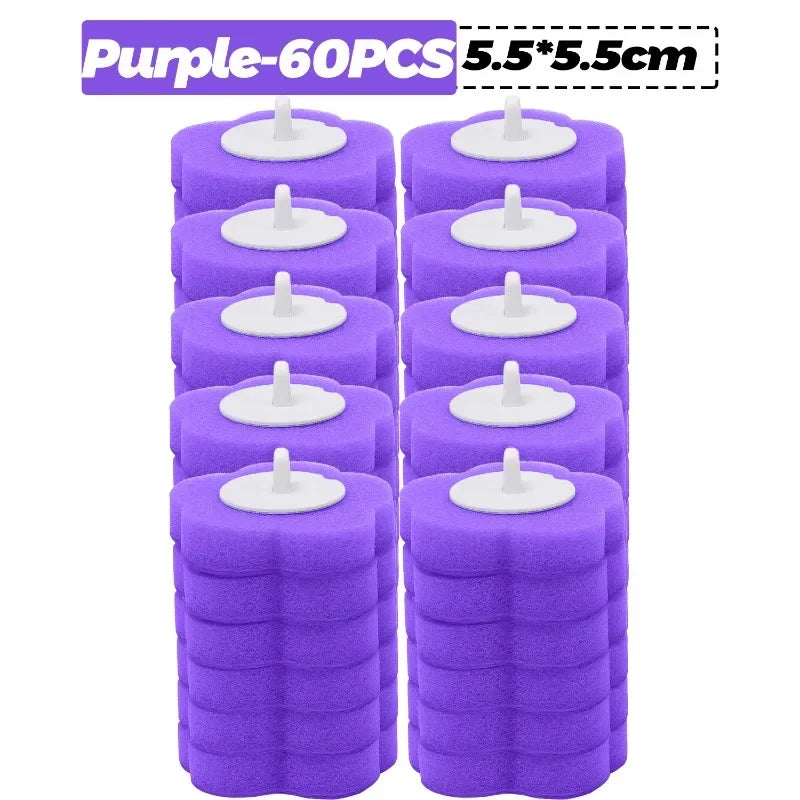 6-60PCS Disposable Toilet Brush Heads Bathroom Replacement Sponges Head Toilet Cleaning Brush Refills No Dead Angle Brush Heads