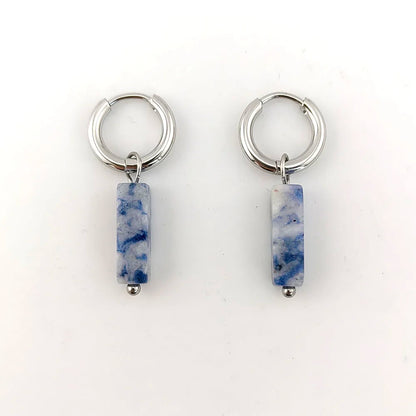 HUIDANG Earrings With Stones Boucles d'oreilles Square Natural Stones Small Hoops Earrings Woman New Trend 2025