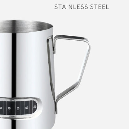 350mL Stainless Steel Milk Frothing Pitcher Temperature Display Milk Frother Pitcher Jug Cup for Latte Art Barista Kitchen