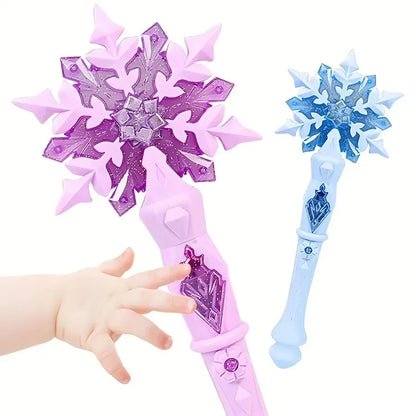 Disney Frozen Elsa Snowflake Wand with Sound Glowing Anime Cosplay Props Light Up kids Toy Elsa Girls Princess Christmas Gifts