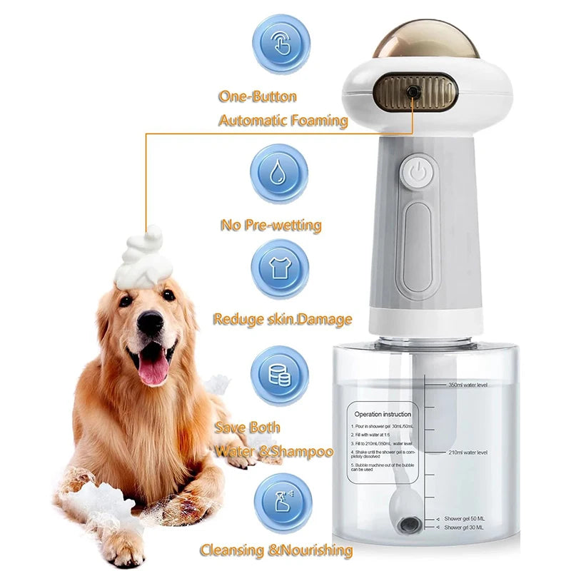 A UFO Flying Saucer Shape Cats And Dogs Bathing With Electric Foam Machine USB Rechargeable Automatic Soap Dispenser Foam Machin