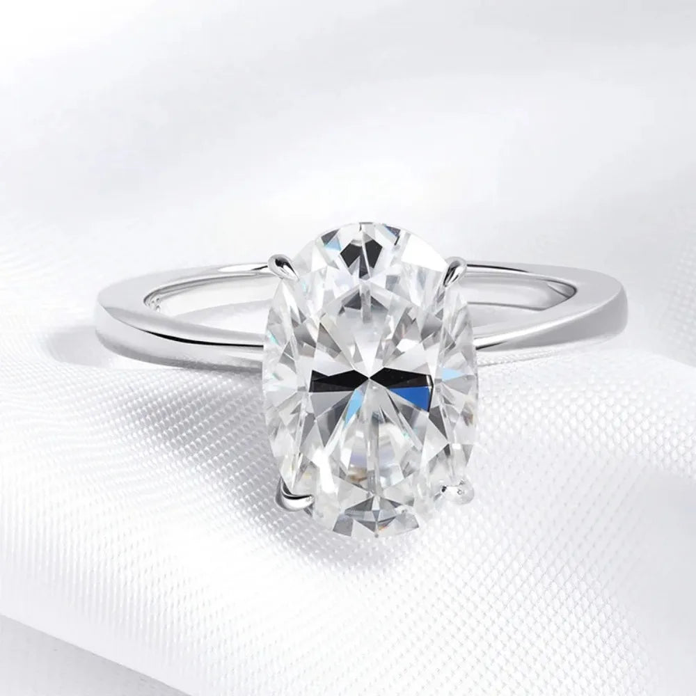 Certified 4.5CT Oval All Moissanite Ring 925 Sterling Silver for Women Sparkling Lab Diamond Engagement Wedding Band Jewelry GRA