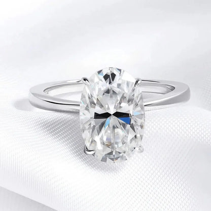 Certified 4.5CT Oval All Moissanite Ring 925 Sterling Silver for Women Sparkling Lab Diamond Engagement Wedding Band Jewelry GRA