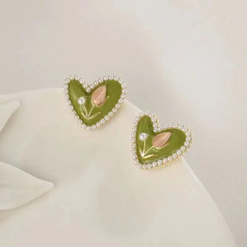 2026 Trendy Red Dripping Oil Heart Hoop Earrings For Women Girls Korean Elegant Love Dangle Earring Jewelry Gift