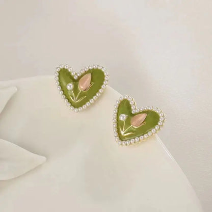 2026 Trendy Red Dripping Oil Heart Hoop Earrings For Women Girls Korean Elegant Love Dangle Earring Jewelry Gift