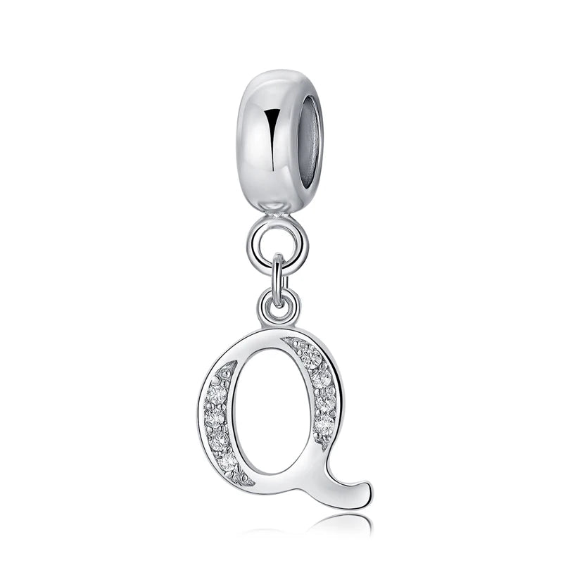 925 Sterling Silver Charms Original Letter Alphabet A-Z Pendant Beads Fit Brand Bracelets Necklaces Diy Jewelry For Women
