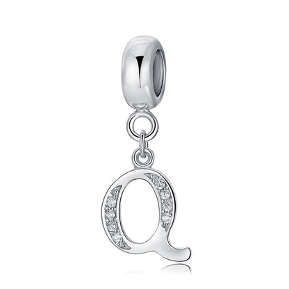 925 Sterling Silver Charms Original Letter Alphabet A-Z Pendant Beads Fit Brand Bracelets Necklaces Diy Jewelry For Women
