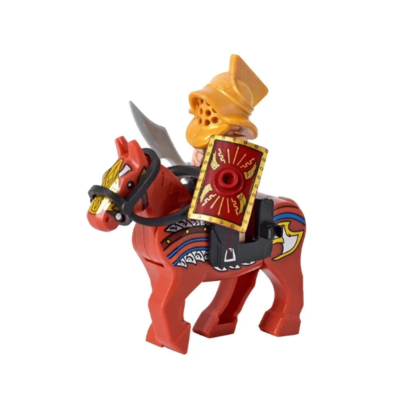 Medieval Knight Figure Building Blocks Roman Rohan Temple Soldier Infantry Commander Mount War Horse Wolf Orc Boy Toy Gift S009