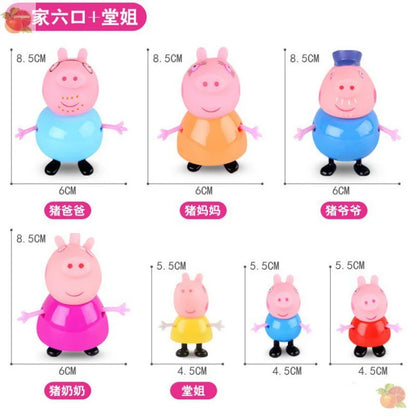 E－STRONG NEW Peppa Pig Full Set of Dolls for Playing House, Peppa Pig Family of Four Character Figurine Toy Gift Box Set