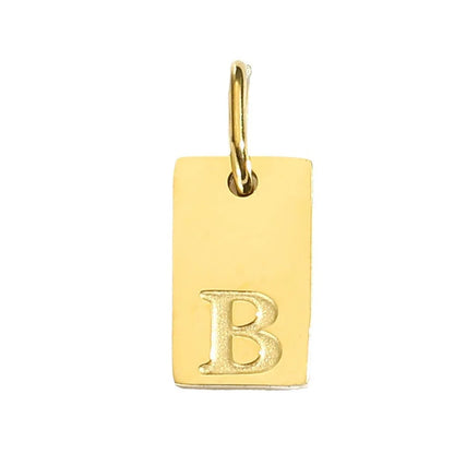 Polished Stainless Steel Square Gold Color Pendant Hang 26 Letters DIY Bracelet Pet Collar Necklace Jewelry Making