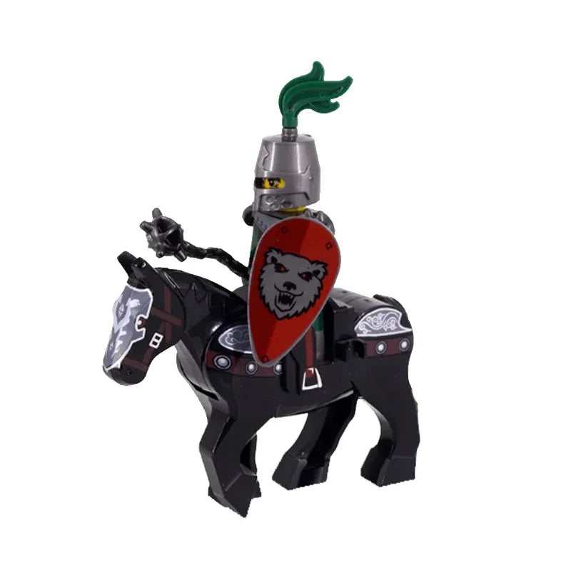 Medieval Knight Figure Building Blocks Roman Rohan Temple Soldier Infantry Commander Mount War Horse Wolf Orc Boy Toy Gift S009