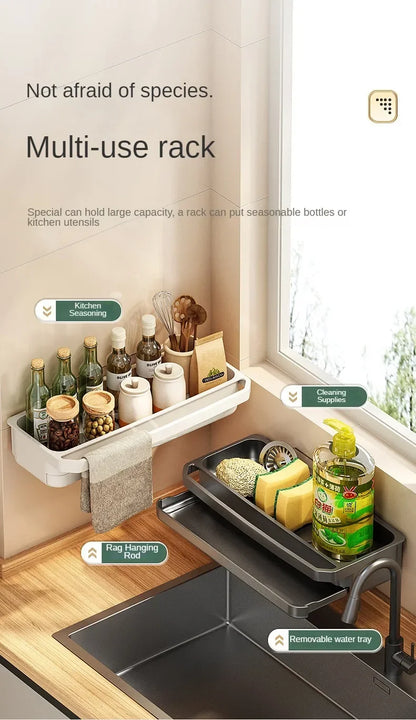 Drain Rack Kitchen Sink Organizer Self-draining Shelf Sponge Holder Dishcloth Faucet Storage Soap Drainer Kitchen Accessories