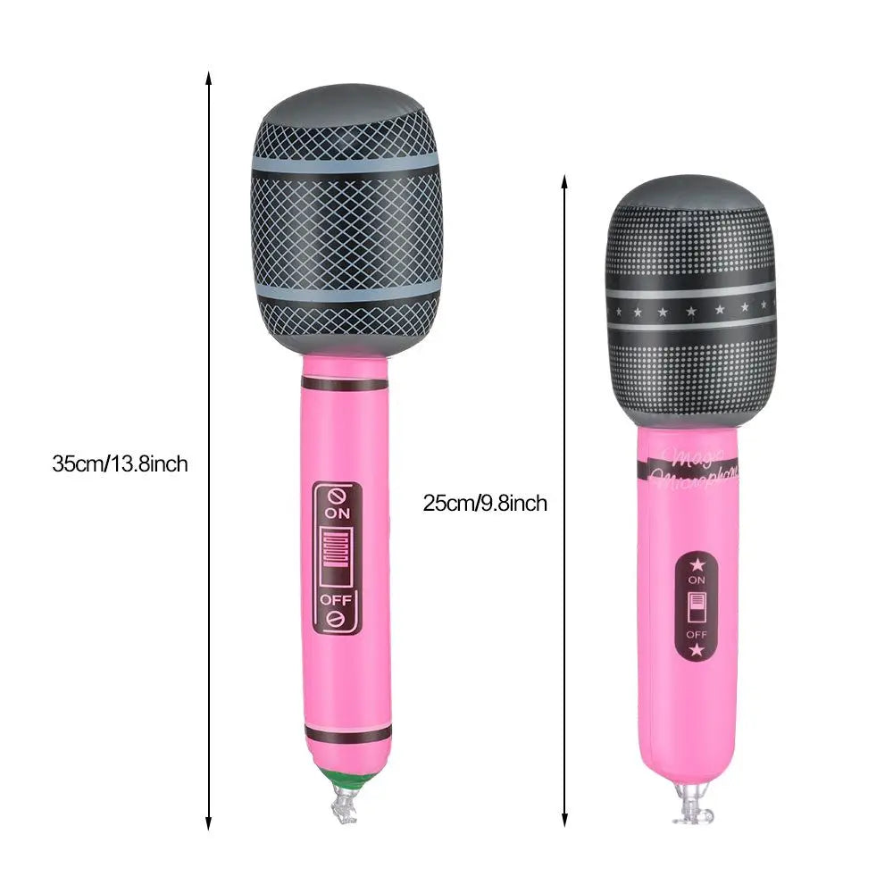 12Pcs Inflatable Microphones Blow Up Inflatable Microphone Props Toys for Musical Concert Themed Party Birthday Toys Decoration